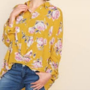 Umgee Floral Yellow Blouse